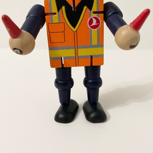 Turkish Airlines Small Wooden Toy Plane Coordinator Moveable Arms and Legs - Picture 3 of 16